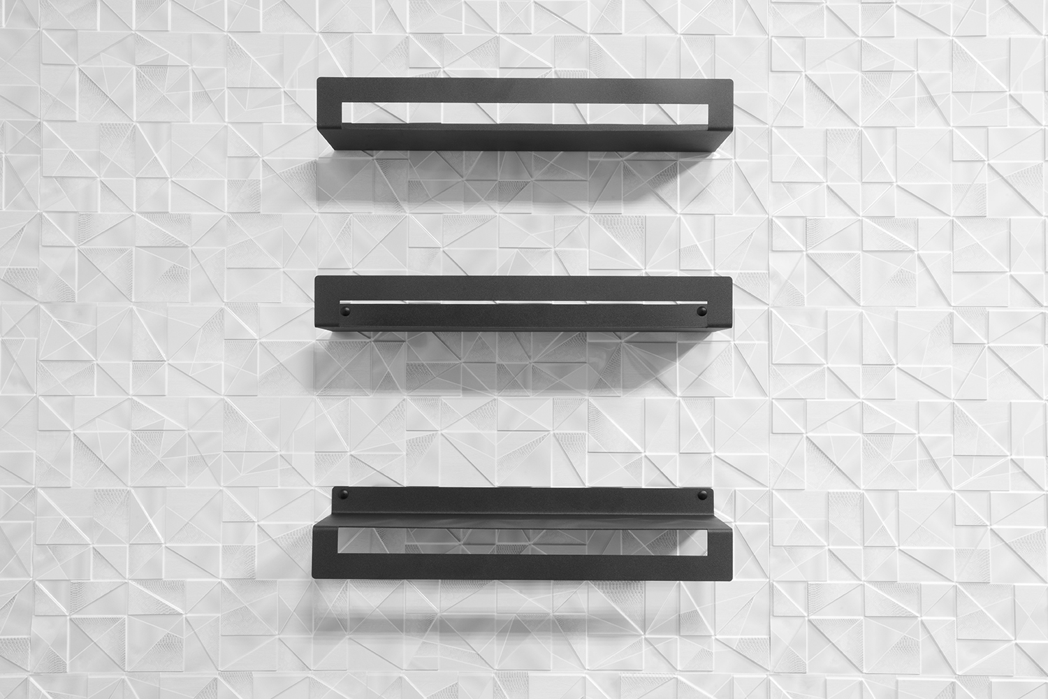 Набор 3-х полок для ванной комнаты, черные (сталь)