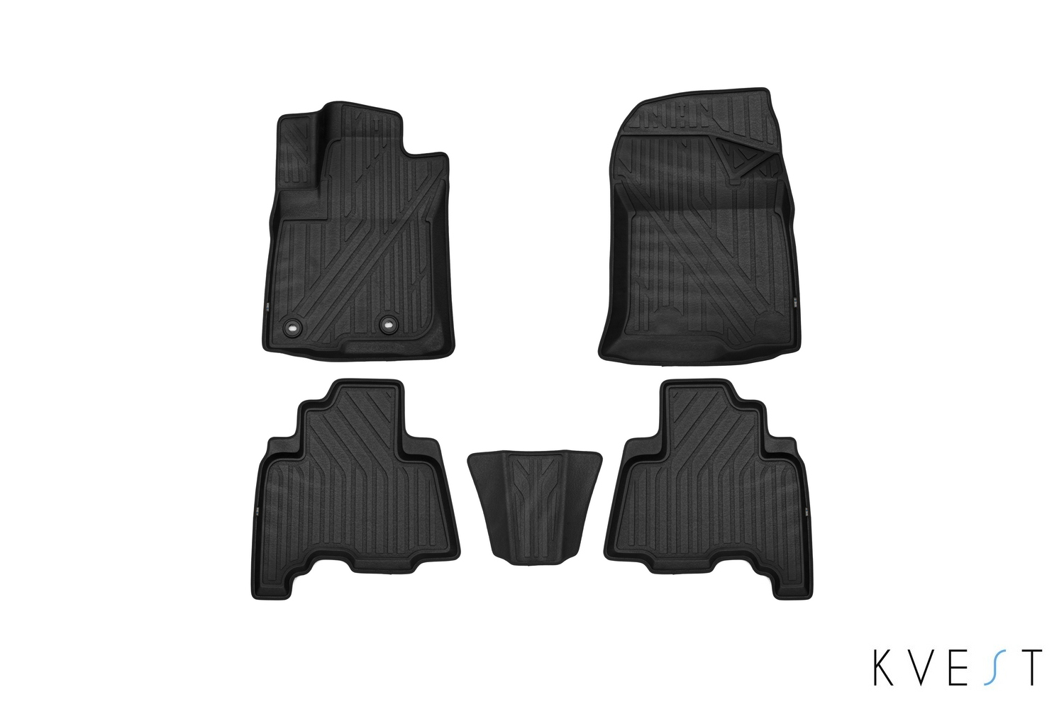 Коврики KVEST 3D в салон для TOYOTA LC-150 Prado, 2013-, 5 шт. (полиуретан, черный, серый) / Тойота Ленд крузер прадо