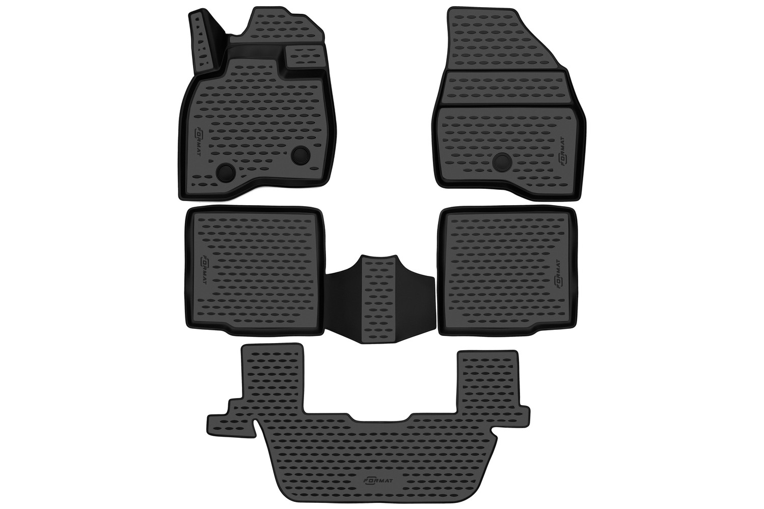 Коврики 3D в салон для FORD Explorer (V, Vr, Vr2, VI), 2015-, 5 шт. (ПУ, повышенная износос / Форд Эксплорер