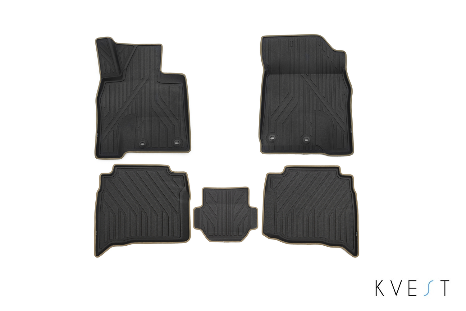 Коврики KVEST 3D в салон для LEXUS LX (IIIr2), 2015-, 5 шт. (полиуретан, серый, бежевый) в коробе / Лексус ЛХ
