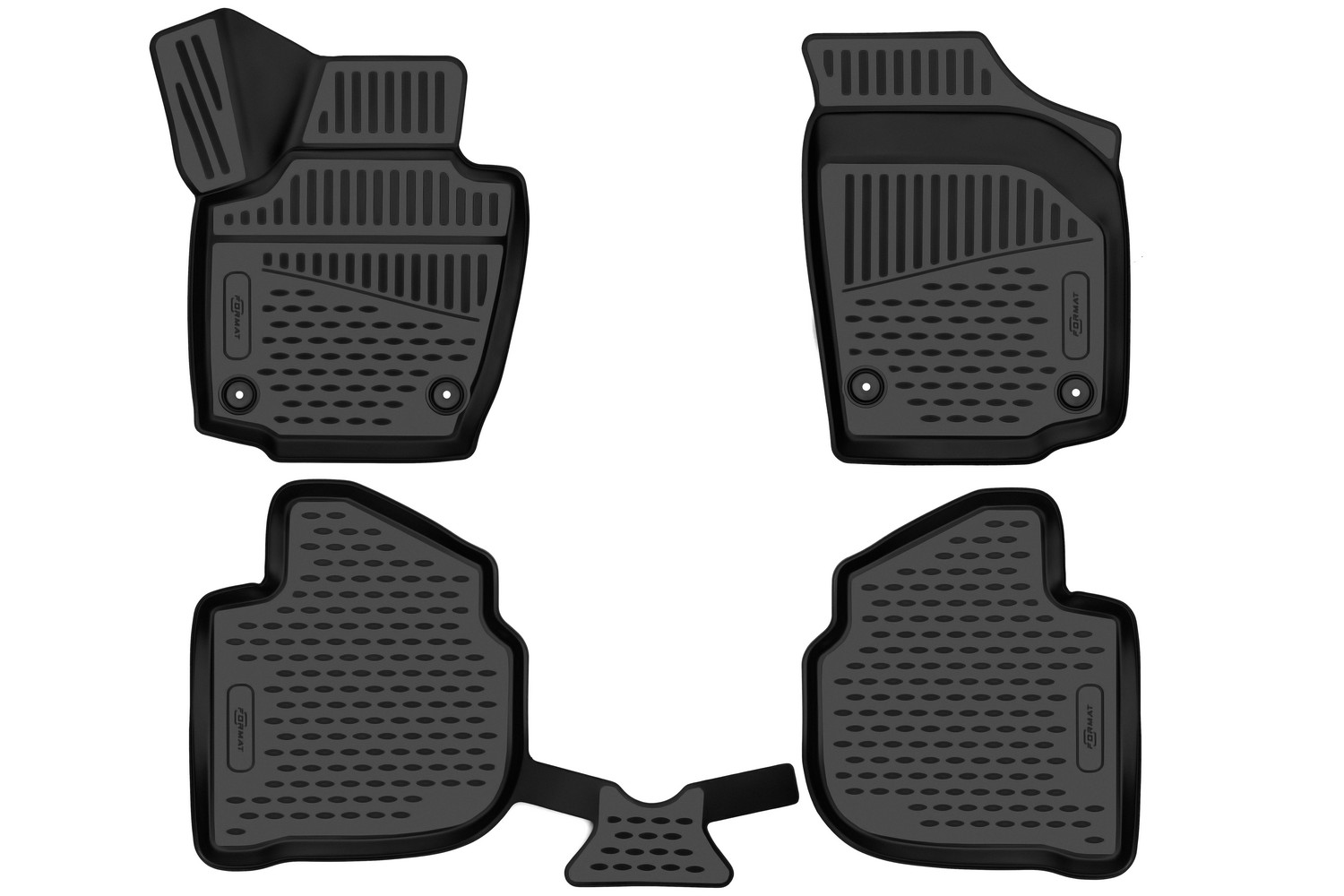 Коврики 3D в салон для VOLKSWAGEN Polo (VI) 2020-/ SKODARapid (I, Iр, II), 2013-2020, 2020-, 4шт. (ПУ, повышенная износостойкость) / Фольксваген Поло