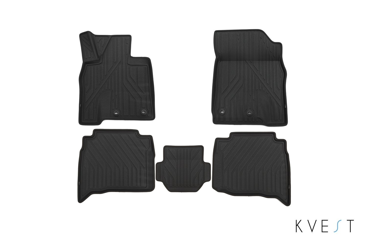 Коврики KVEST 3D в салон для TOYOTA LC 200, 2015-2021, 5 шт. (полиуретан, серый, серый) в коробе / Тойота Ленд крузер