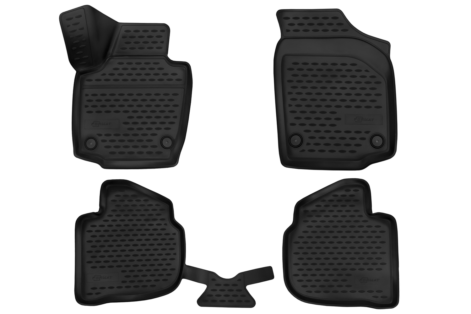 Коврики 3D в салон для SKODARapid (I, Iр, II), 2013-2020, 2020- / VOLKSWAGEN Polo, 2020-, 4шт. (ПУ, повышенная износостойкость) / Шкода Рапид