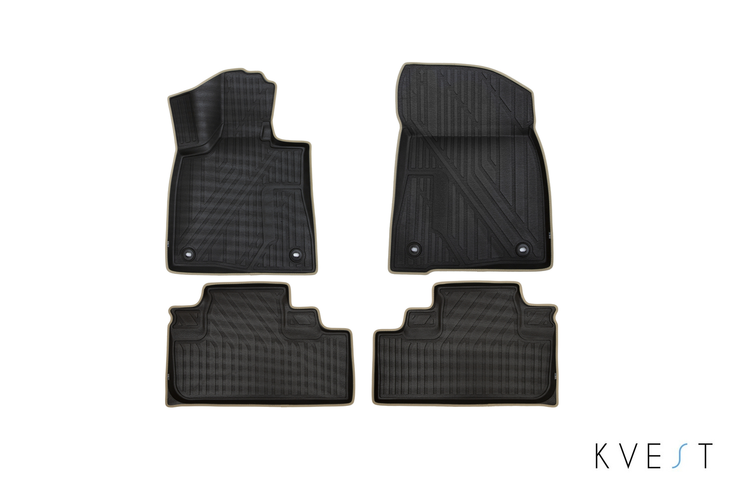 Коврики KVEST 3D в салон для LEXUS RX (IV, IVr), 2015-2019, 2019-, 4 шт. (полиуретан, черный, бежевый) в коробе / Лексус РХ