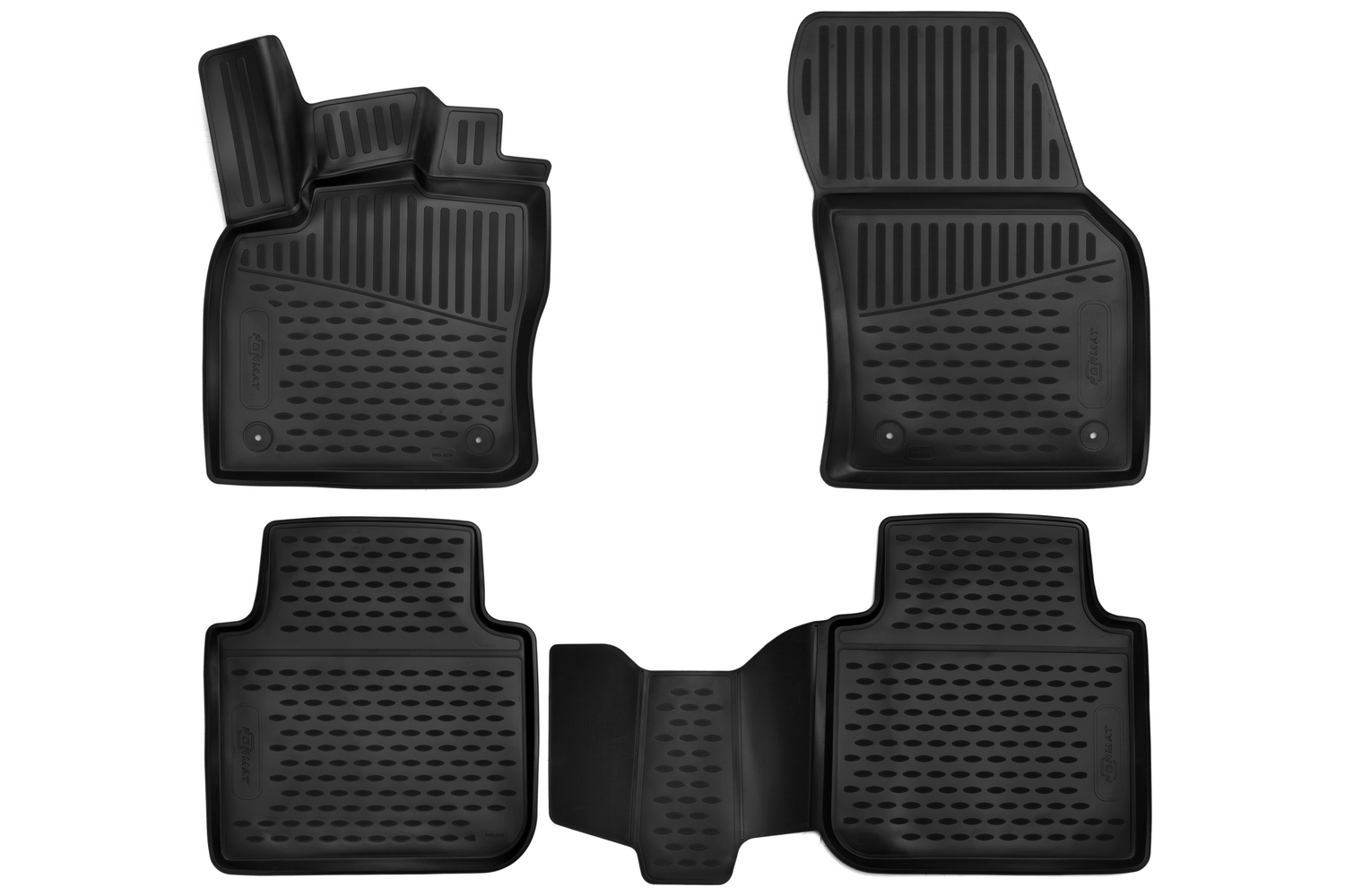 Коврики 3D в салон для SKODA Kodiaq (I, Ir), 2016-, 4 шт. (ПУ, повышенная износостойкость)  / Шкода Кодиак