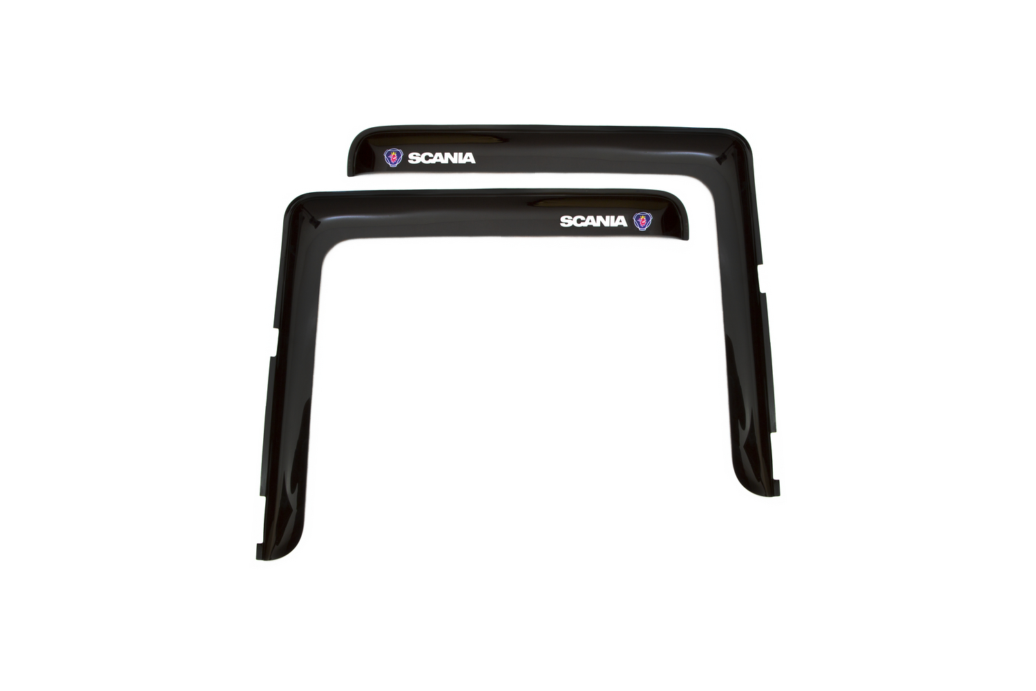 Дефлектор окон 2 шт. для SCANIA 4 серия (84/94/114/144) 1996-, накладной, скотч 3М, дымчатый / Скания 4-серия