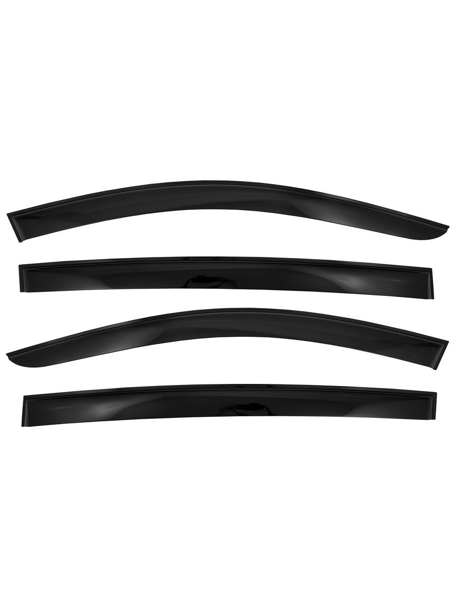 Дефлекторы окон Vinguru RENAULT Sandero II 2013-2018, 2018- /хб/накладные/скотч/к-т 4 шт./литьевой поликарбонат / Рено Сандеро