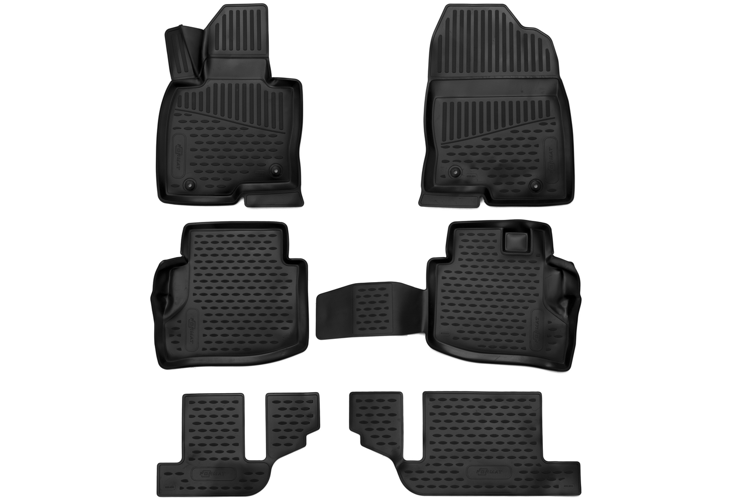 Коврики 3D в салон для MAZDA CX-9 (II, IIr), 2016-, кросс., 6 шт. (ПУ, повышенная износосто / Мазда СХ-9