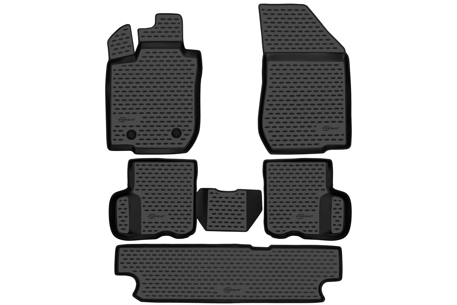 Коврики в салон для LADA Largus (I, Ir), 2012-, 7 мест, 5 шт. (ПУ, повышенная износостойкос / Лада Ларгус