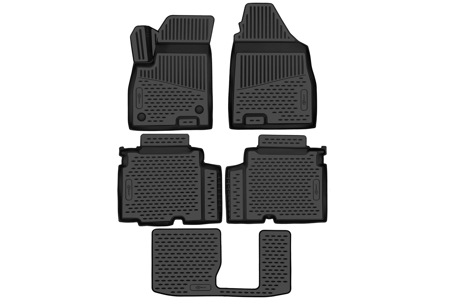 Коврики 3D в салон для JETOUR X90 Plus 2023-, (7 мест) 5шт. (ПУ, повышенная износостойкость) / Джитур X90 Плюс