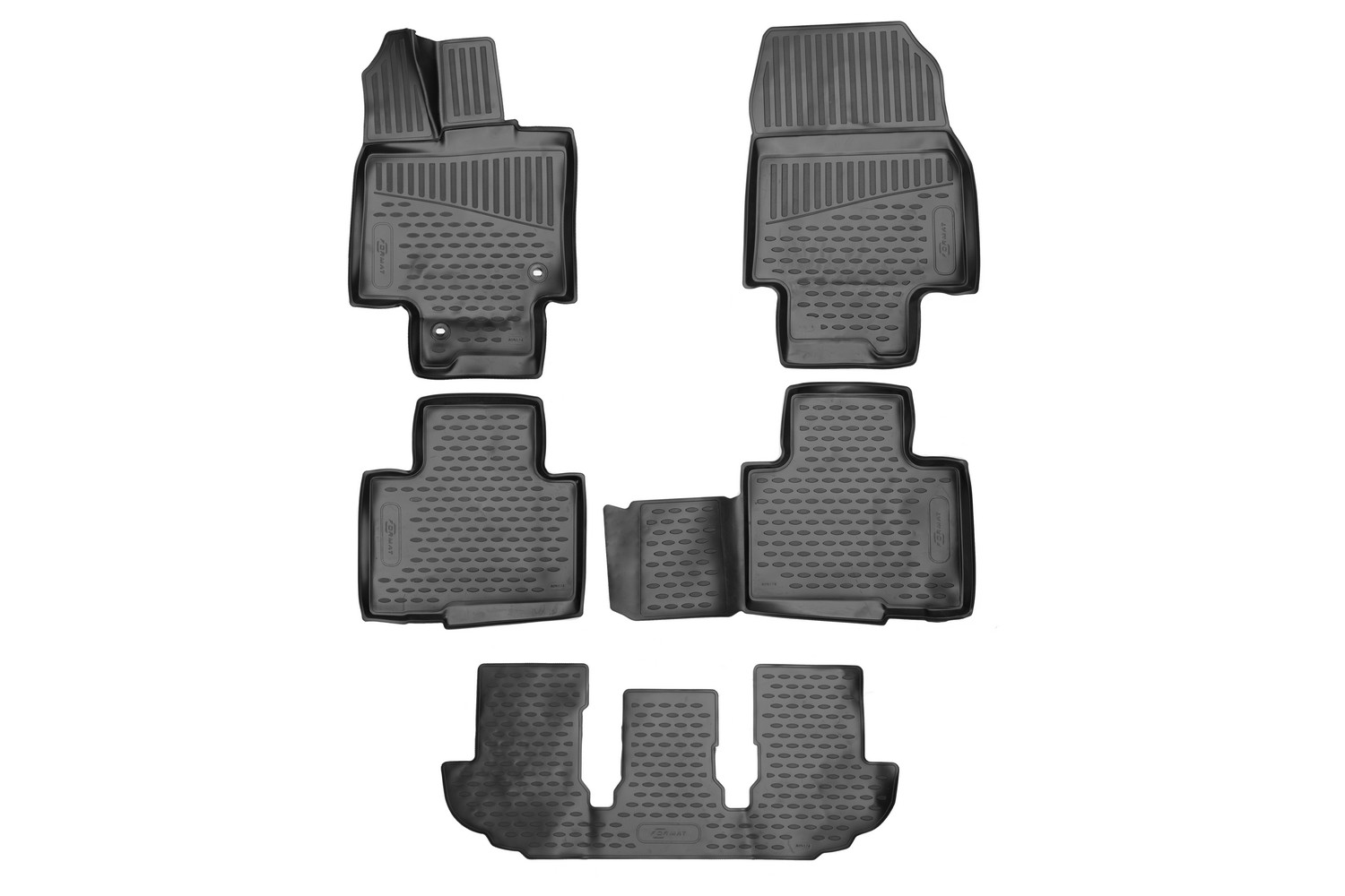 Коврики 3D в салон для TOYOTA Highlander, 2019-, 5шт. (ПУ, повышенная износостойкость) / Тойота Хайлендер