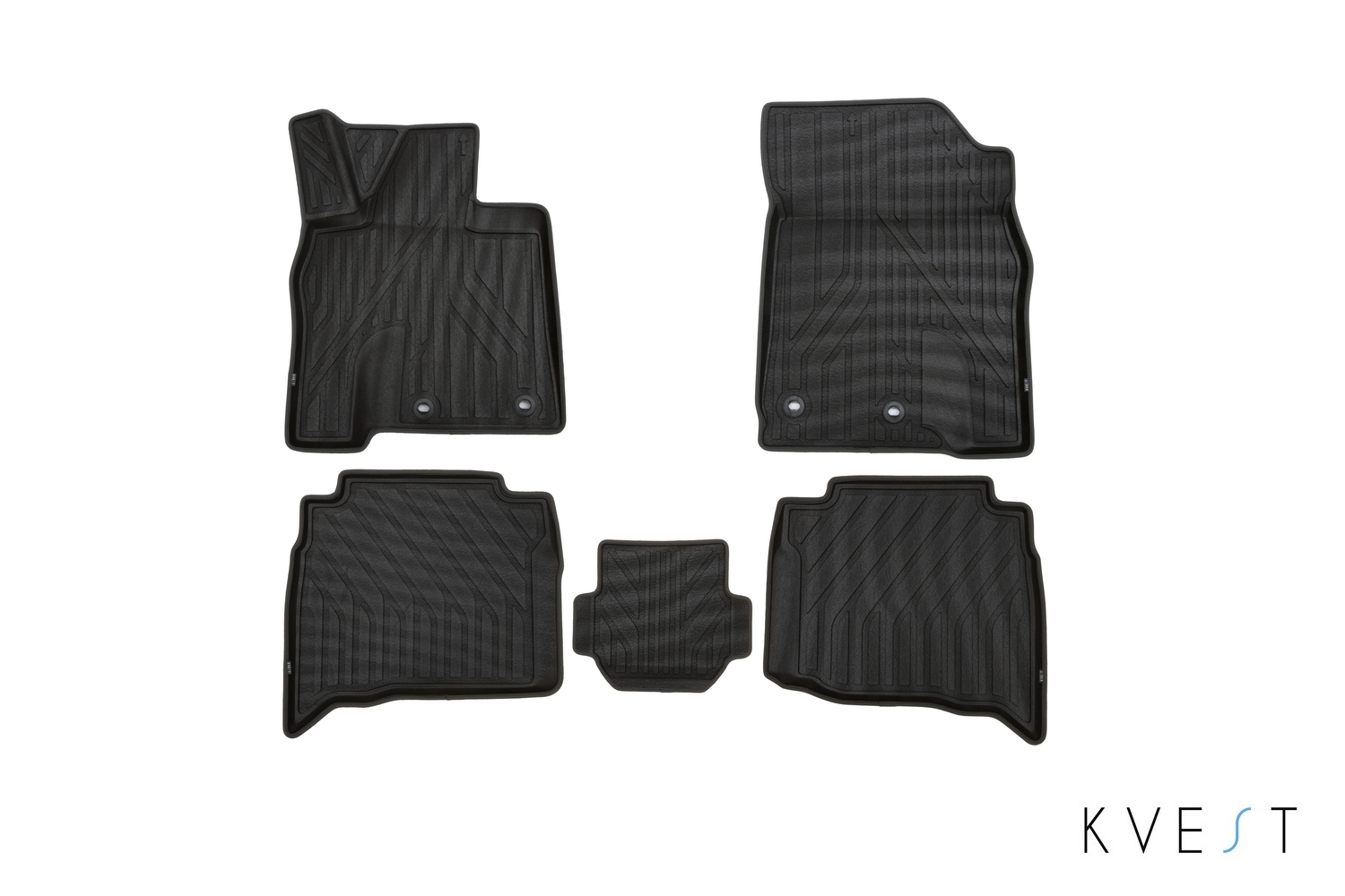 Коврики KVEST 3D в салон для LEXUS LX (IIIr2), 2015-, 5 шт. (полиуретан, черный, серый) в коробе / Лексус ЛХ