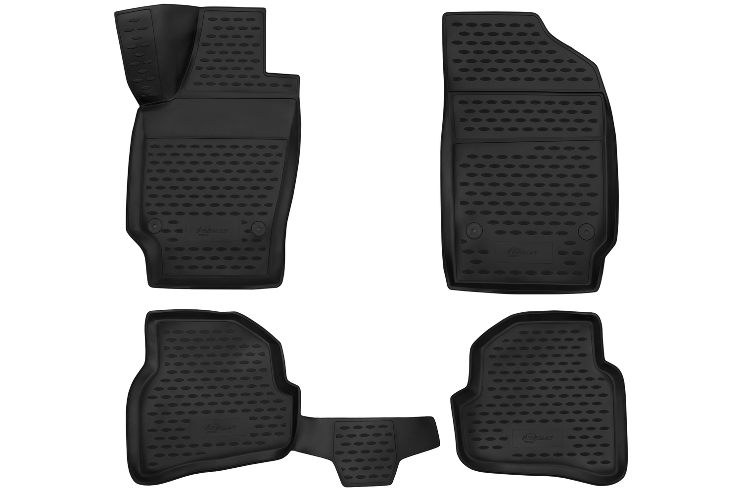 Коврики 3D в салон для VW Polo (V, Vp) 2009-2020, 4 шт. сед. (ПУ, повышенная износостойкость) / Фольксваген Поло