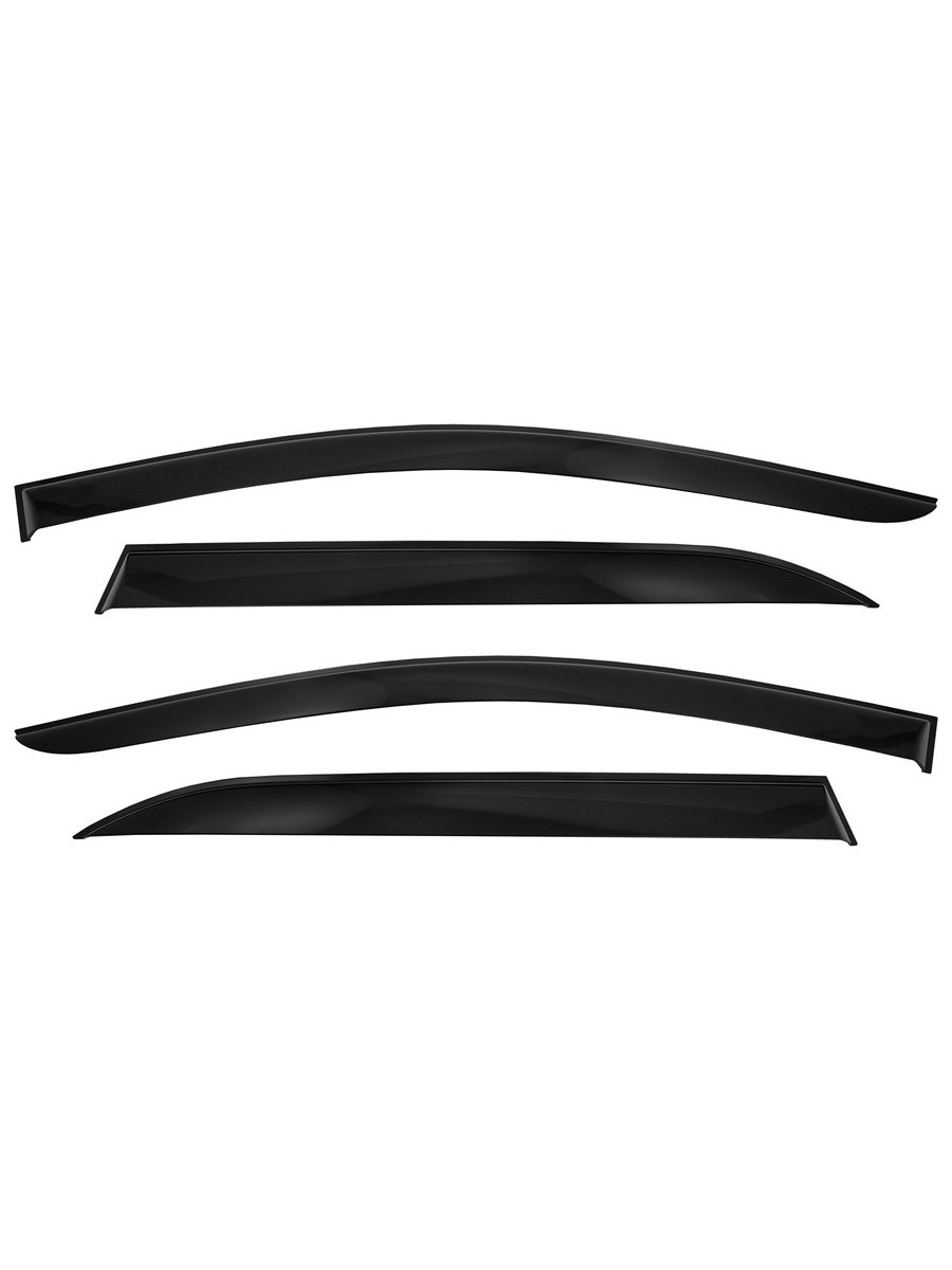 Дефлекторы окон Vinguru RENAULT Logan II 2012-2018, 2018- /сед/накладные/скотч/к-т 4 шт./литьевой поликарбонат / Рено Логан