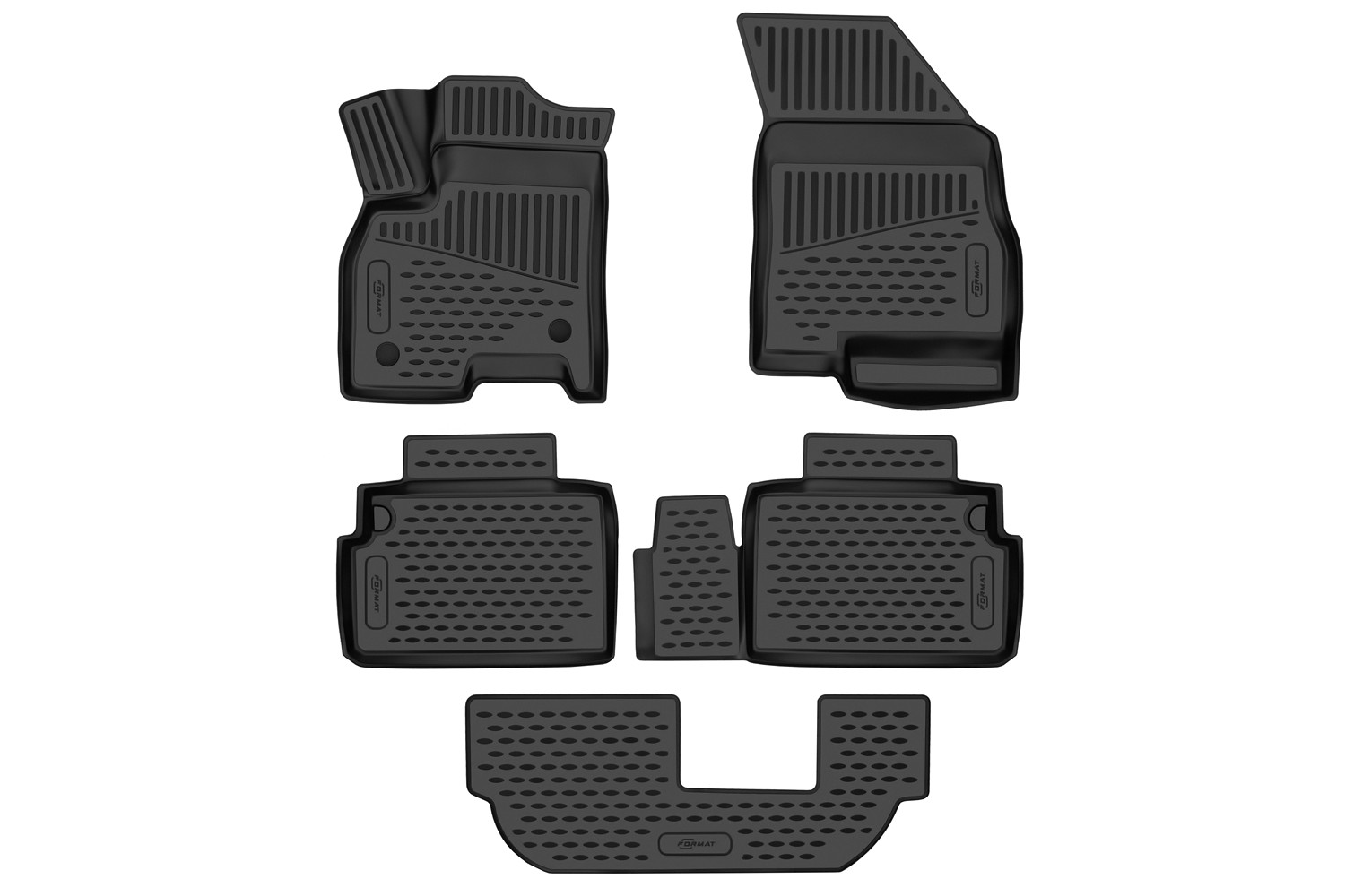 Коврики 3D в салон для CHERY Tiggo 8 Pro, 2021- / 8 Pro Max, 2022-, внед. 7 мест, 5 шт. (ПУ, повышенная износостойкость) / Черри Тигго 8 Про / Черри Т