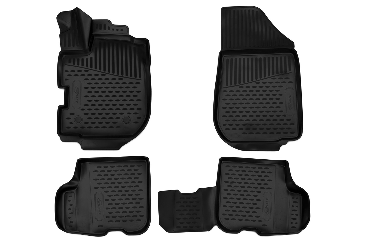 Коврики 3D в салон для RENAULT Sandero Stepway (II) 2013-2018 (с ручкой для дистанционного открытия лючка бензобака), хб., 4 шт. (ПУ, повышен / Рено С