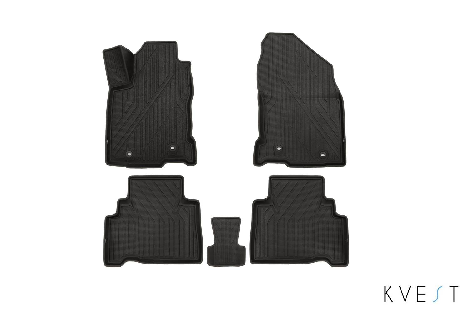 Коврики KVEST 3D в салон для LEXUS NX (I, Ir), 2014-2021, 5шт. (полиуретан, черный, серый) в коробе / Лексус NХ