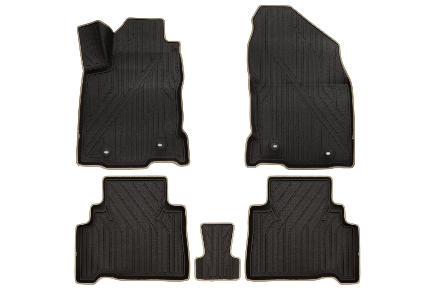 Коврики KVEST 3D в салон подходят для LEXUS NX (I, Ir), 2014-2021, 5шт. (полиуретан, черный, бежевый) в коробе / Лексус NХ
