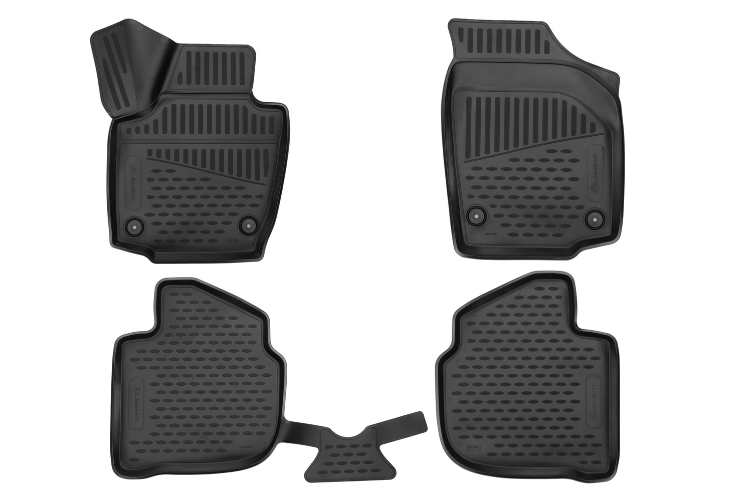 Коврики 3D в салон для SKODA Rapid 2013- (I,II) / VOLKSWAGEN Polo (VI) 2020-, лифтбек, 4шт., полиуретан, черный, Element / Шкода Рапид