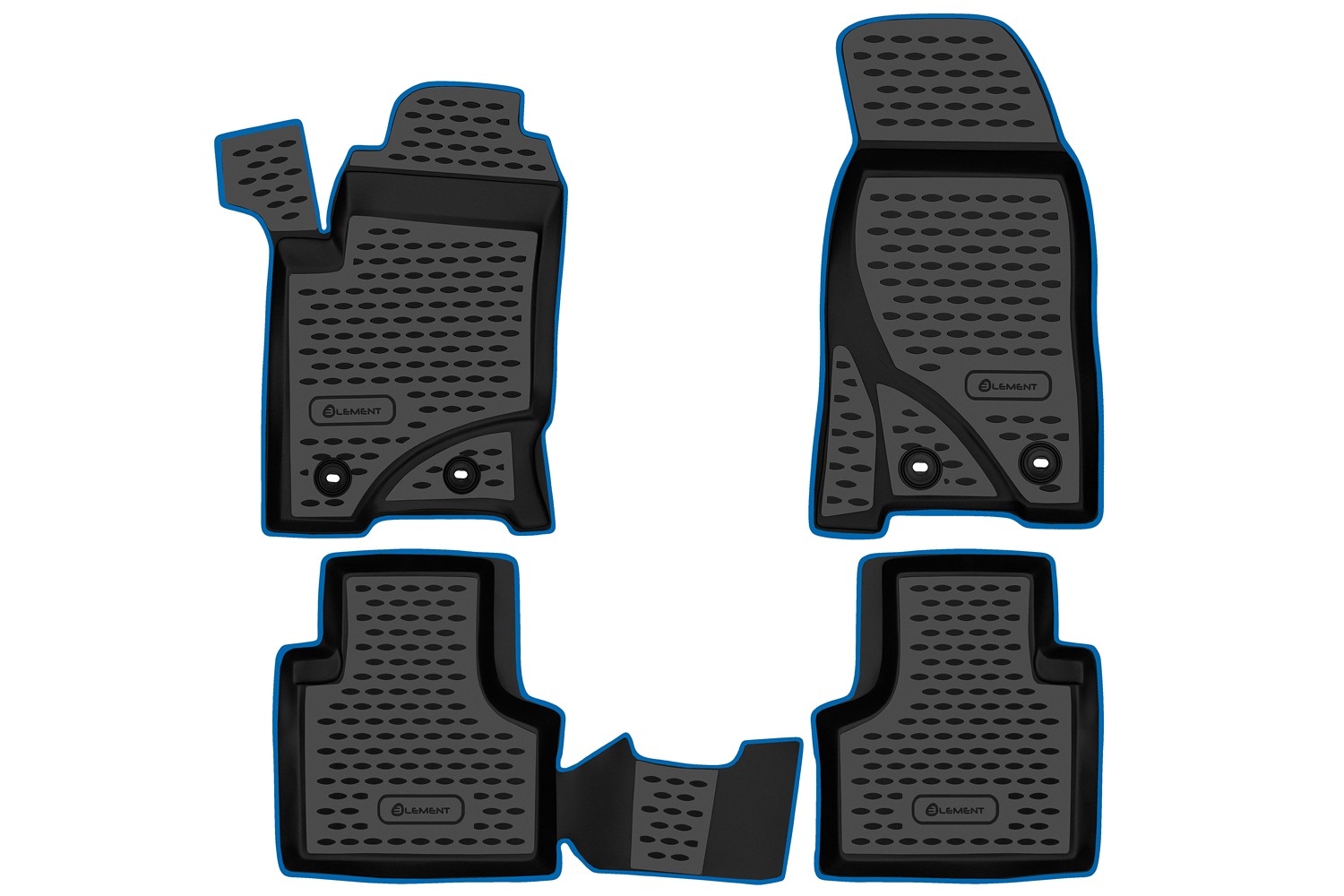 Коврики в салон CHEVROLET NIVA 2009-2020, LADA NIVA I, Travel 2020-(I,Iрест), внед., 4 шт. (синий кант, полиуретан) / Шевроле Нива