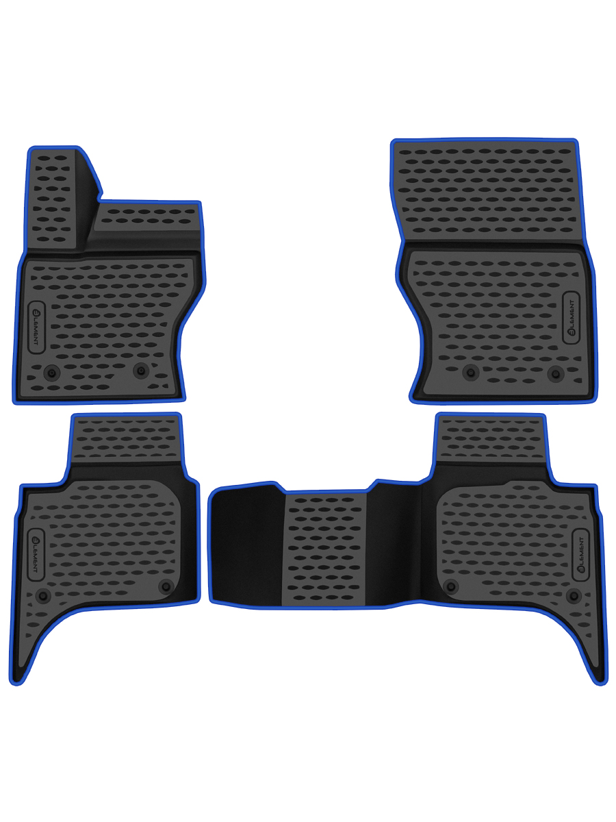 Коврики 3D в салон для LAND ROVER Range Rover Sport, 2013-2022, 4 шт. (синий кант, полиуретан)  / Ленд Ровер Рендж Ровер Спорт