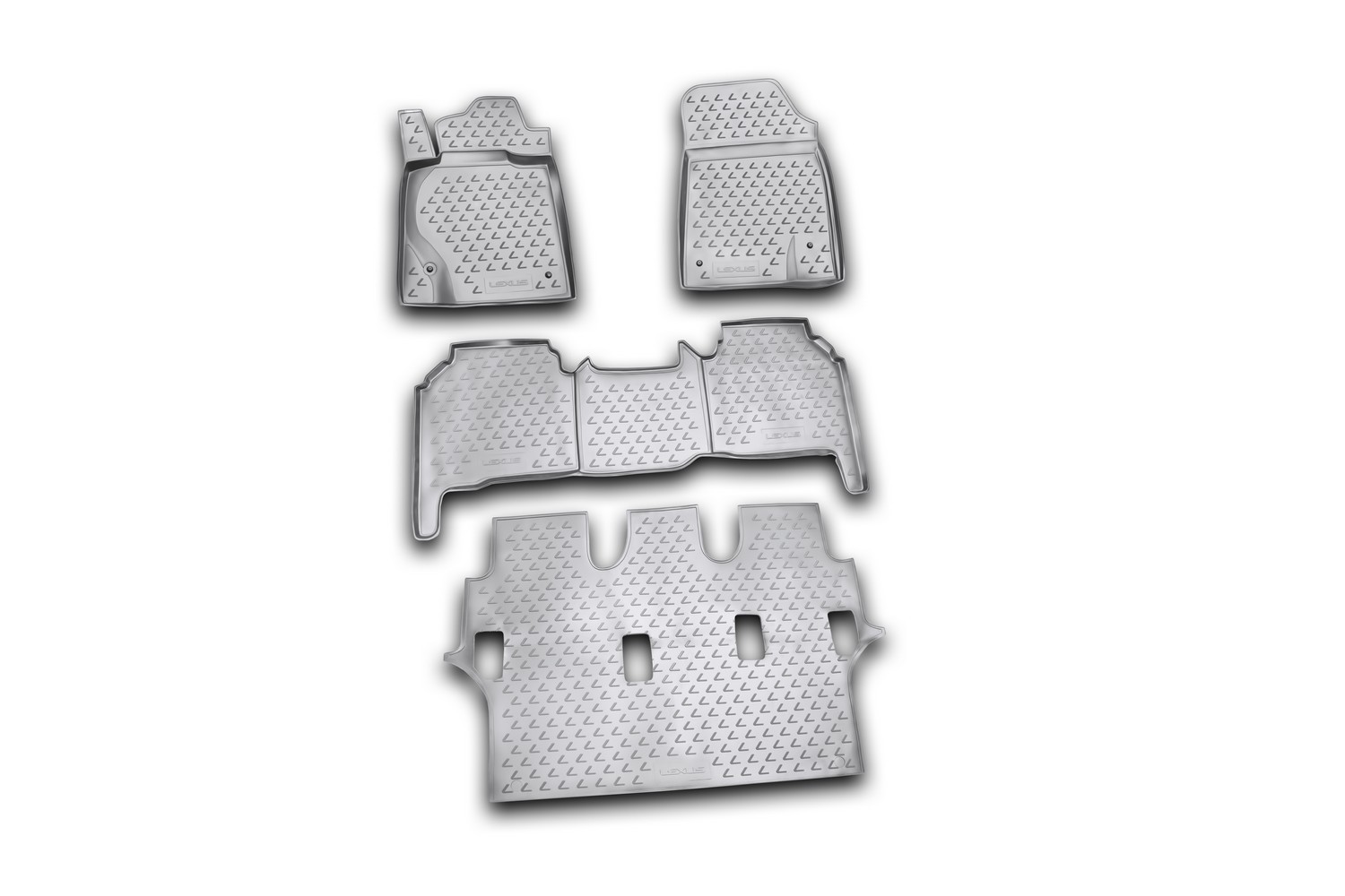 Коврики в салон, для LEXUS LX570 2007-2012, 3 шт. (серые) / Лексус ЛХ