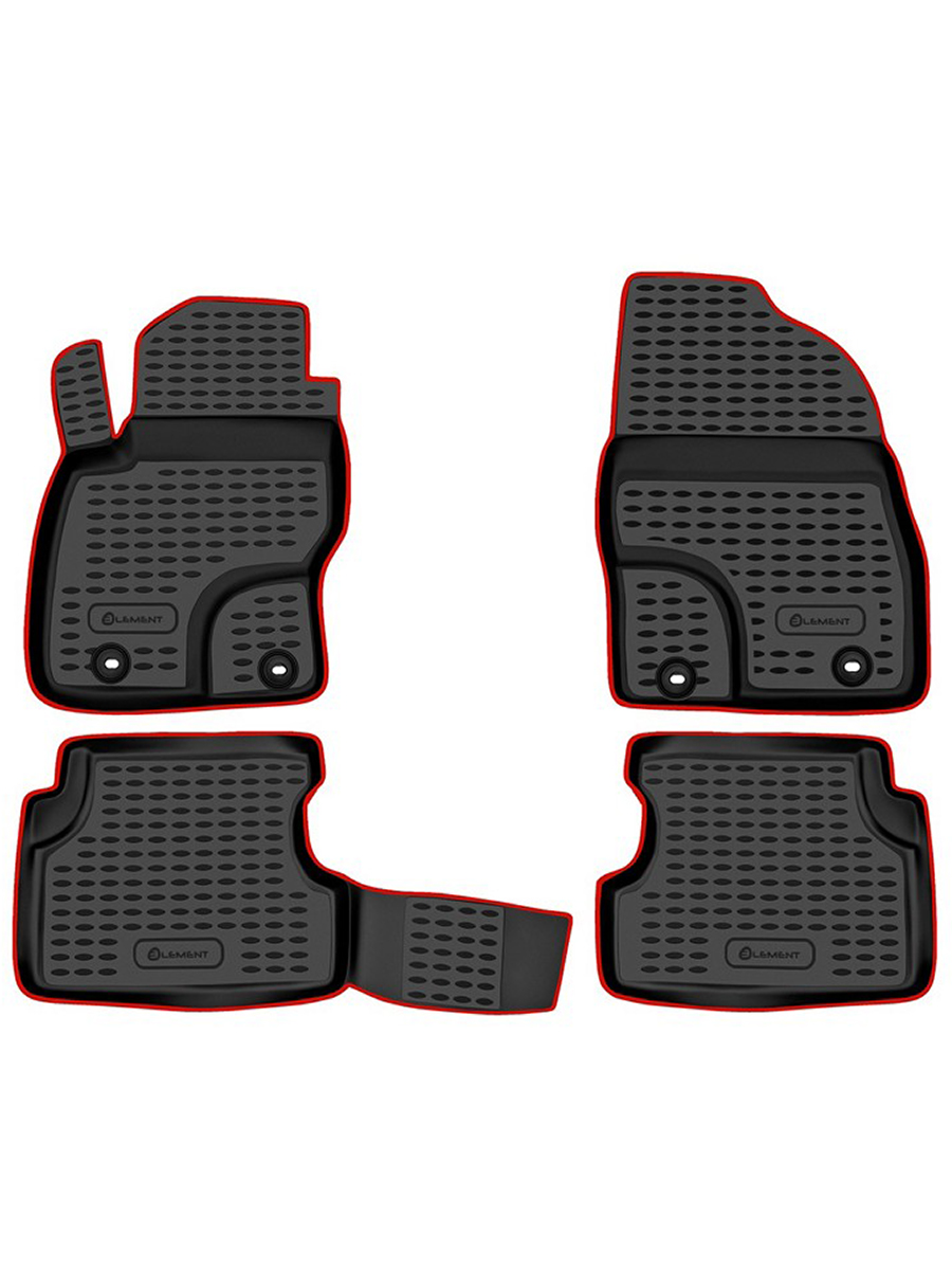 Коврики в салон FORD Focus II 2004-2011, 4 шт. (красный кант, полиуретан) / Форд Фокус