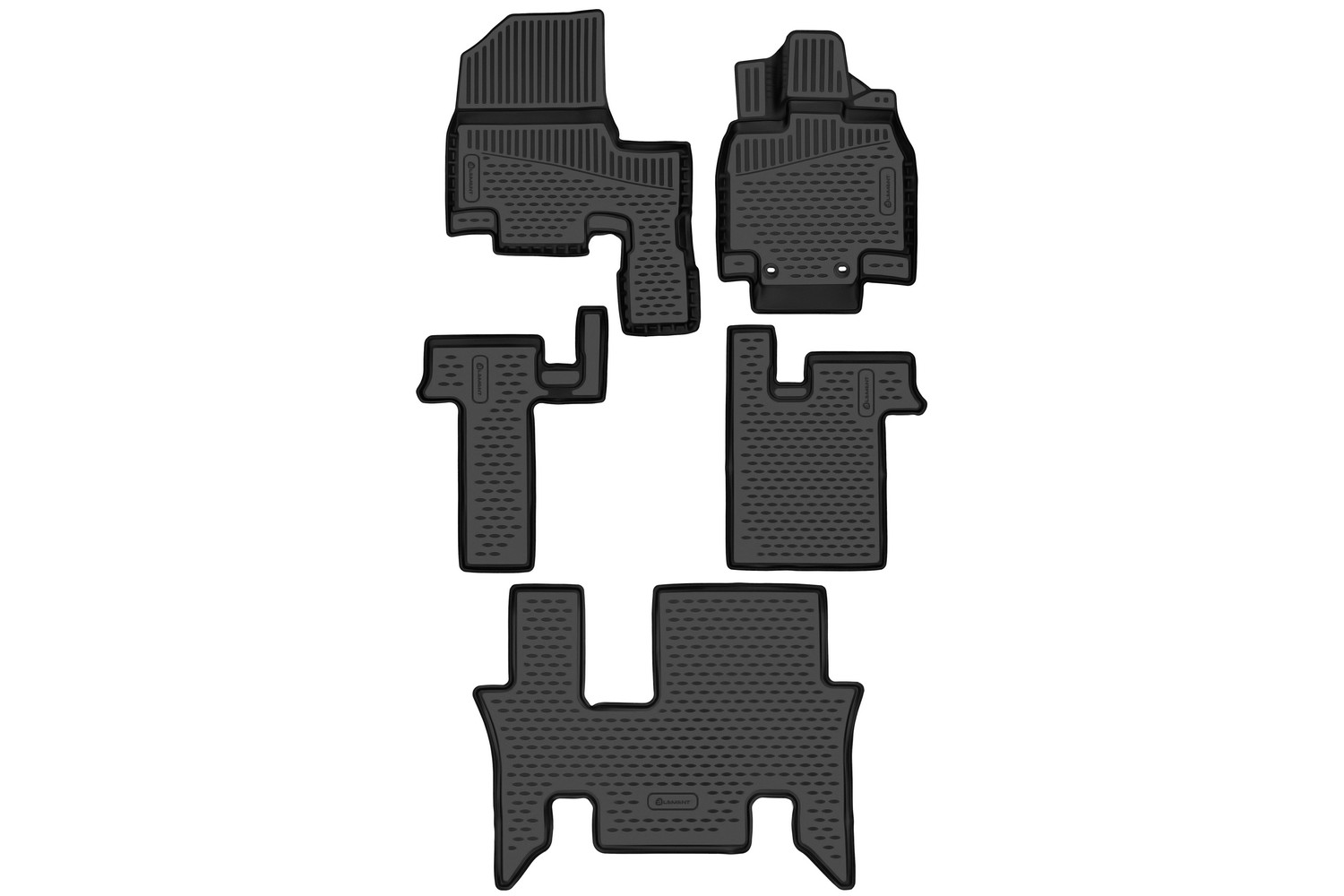 Коврики 3D в салон для HONDA Stepwgn (V(RP1)-VI(RP6)) 2017-н.в., правый руль, 8 мест, минивэн, гибрид, 5шт. (полиуретан) / Хонда Степвгн