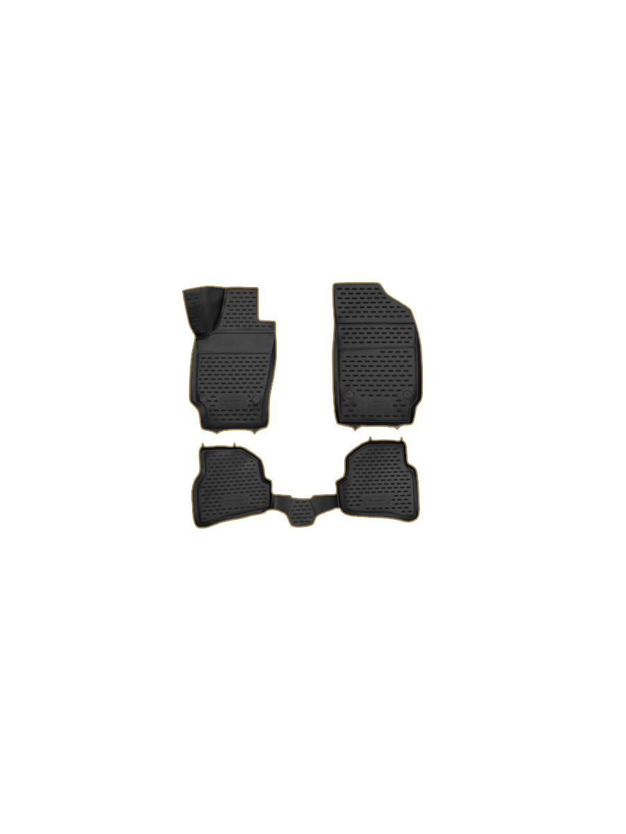 Коврики 3D в салон для VOLKSWAGEN Polo (V, Vp) 2009-2020, хб., 4 шт. (бежевый кант, полиуретан) / Фольксваген Поло