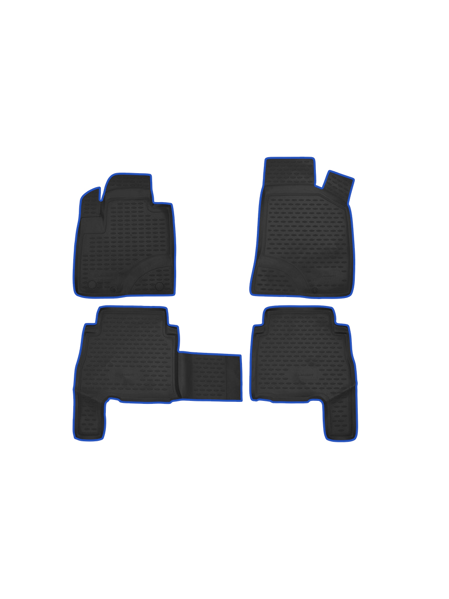 Коврики в салон HYUNDAI Santa Fe 2006-2010, 4 шт. (синий кант, полиуретан) / Хендай Санта Фе