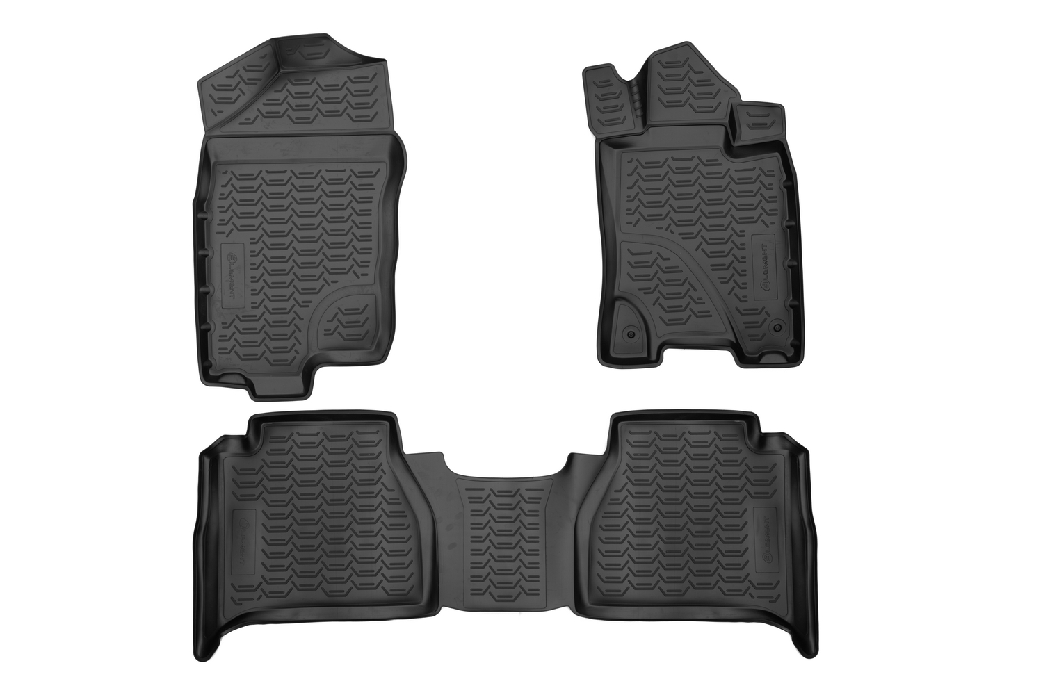 Коврики 3D в салон, подходит для NISSAN NAVARA  AT & MT, 2016->, Double cab., ПР, (ЮАР), 3 шт.