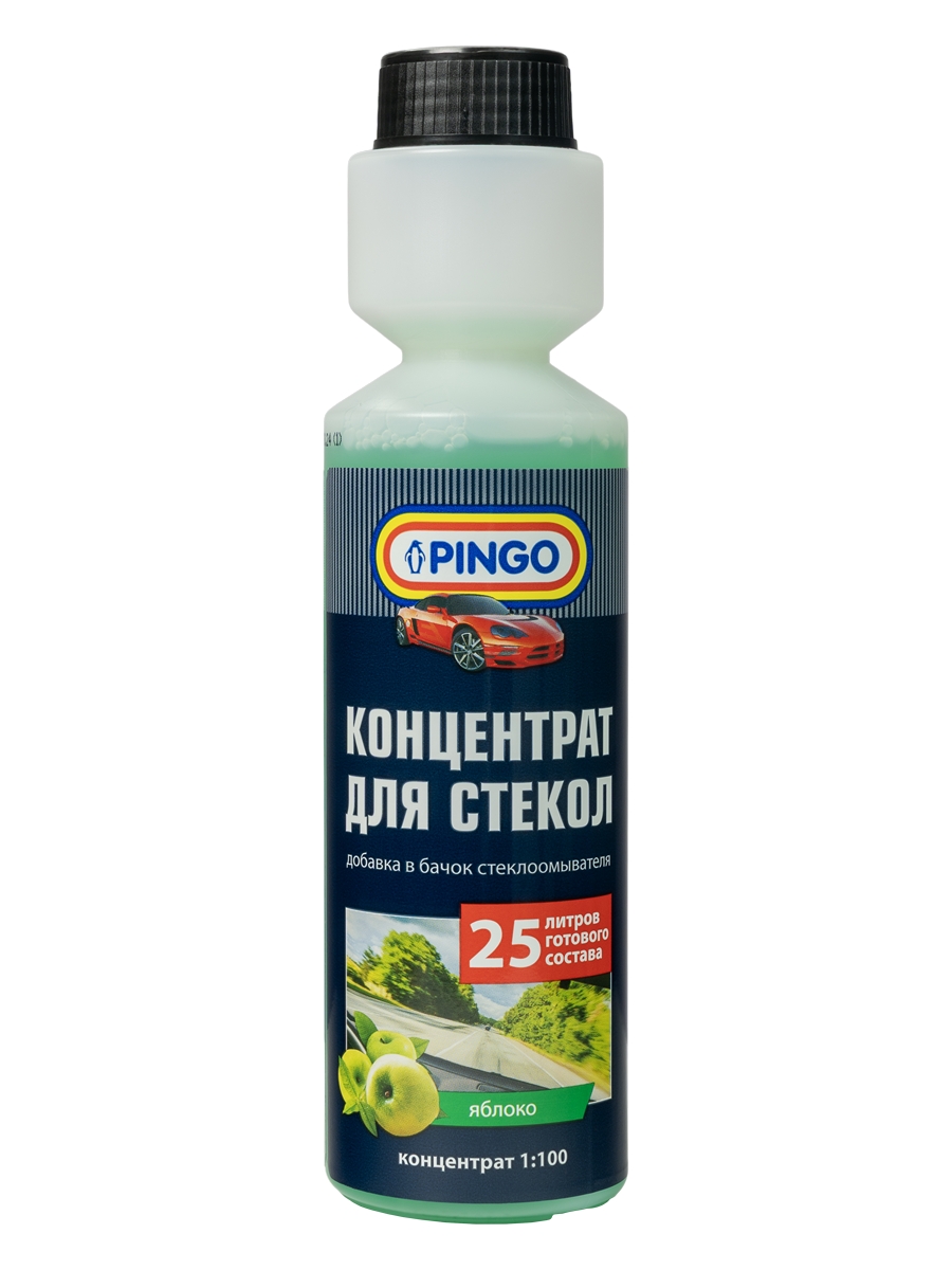 Концентрат стеклоомывателя PINGO 1:100 яблоко, жидкость для автостекол с дозатором 250 мл