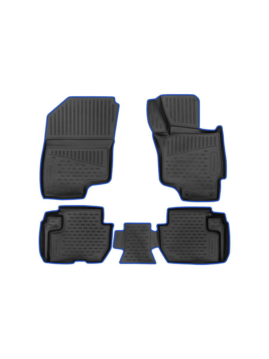Коврики 3D в салон для MITSUBISHI Outlander 2012 - , правый руль, 4шт. (синий кант, полиуретан) / Митсубиси Аутлендер