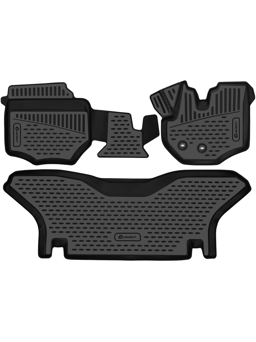 Коврики 3D в салон для TOYOTA Hiace (V покление 2 рест.) 2010 -, минивэн, бенз., 2WD, правый руль, узкая кабина, 2 ряда, 3 шт. (полиуретан) / / Тойота