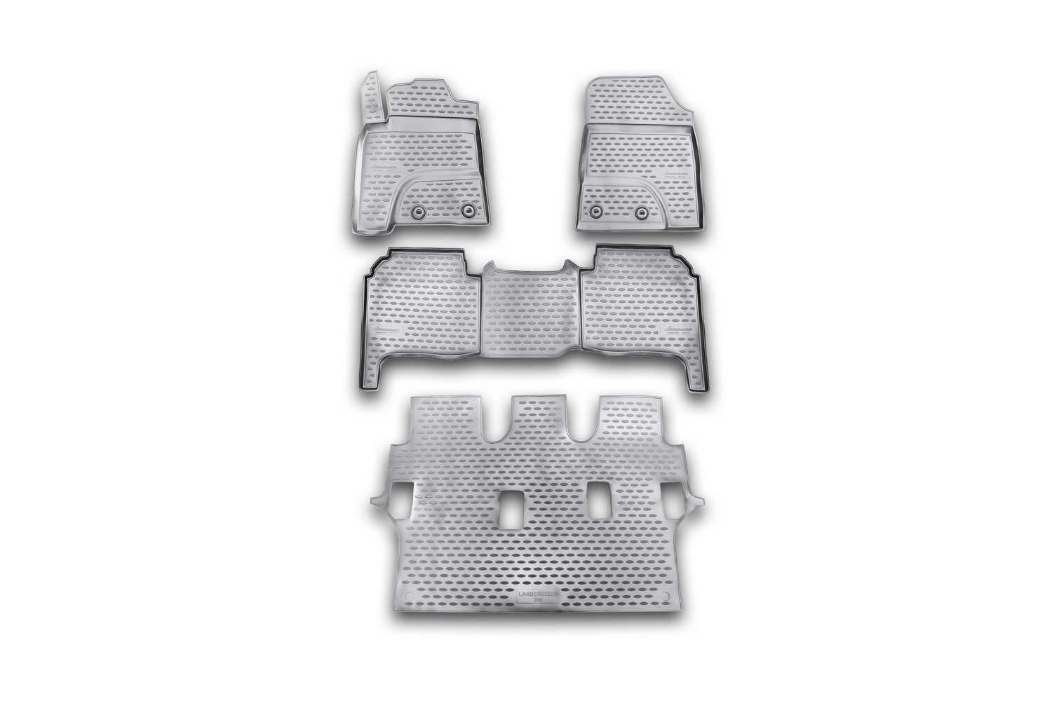 Коврики в салон TOYOTA Land Cruiser 200, 2012-2015 4 шт. (полиуретан,серые) / Тойота Ленд крузер