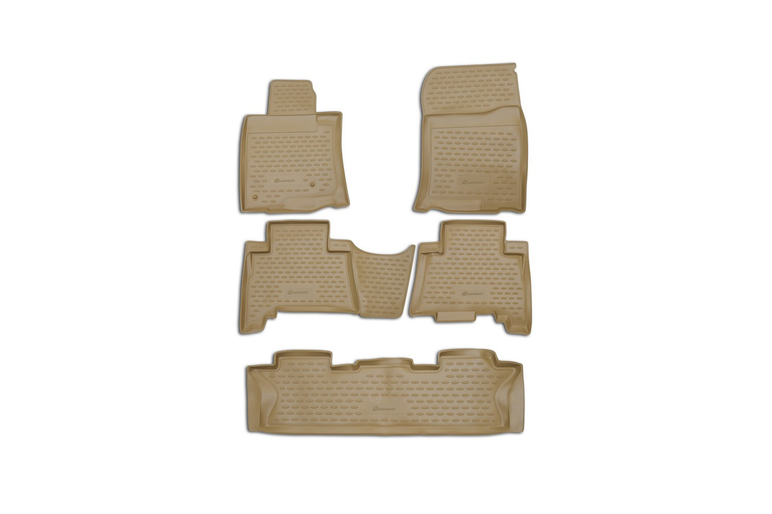 Коврики в салон TOYOTA Land Cruiser Prado 12/2009-2013, 5 шт., 7 мест. (полиуретан, бежевые) / Тойота Ленд крузер прадо