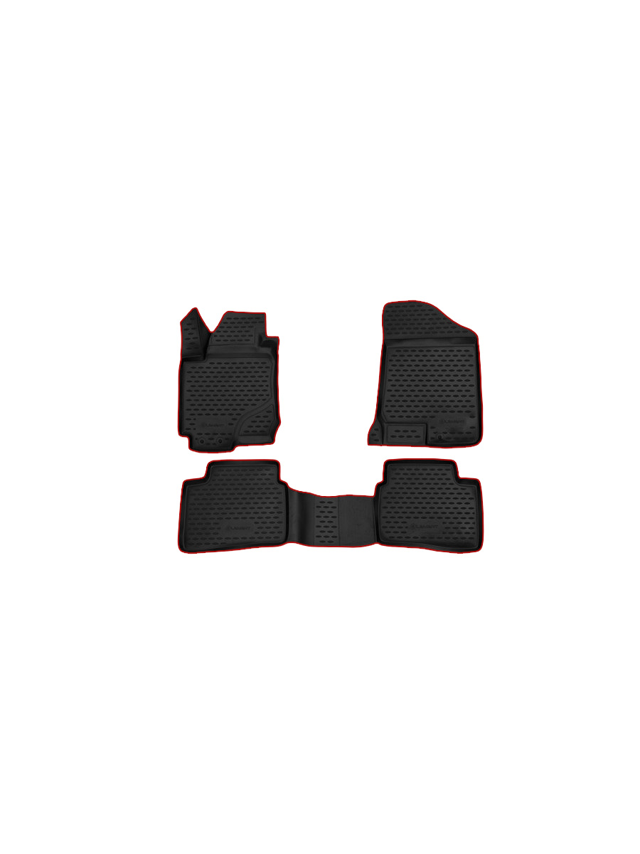 Коврики 3D в салон KIA Cee'd, 2006-2012 4 шт. (красный кант, полиуретан) / Киа Сид