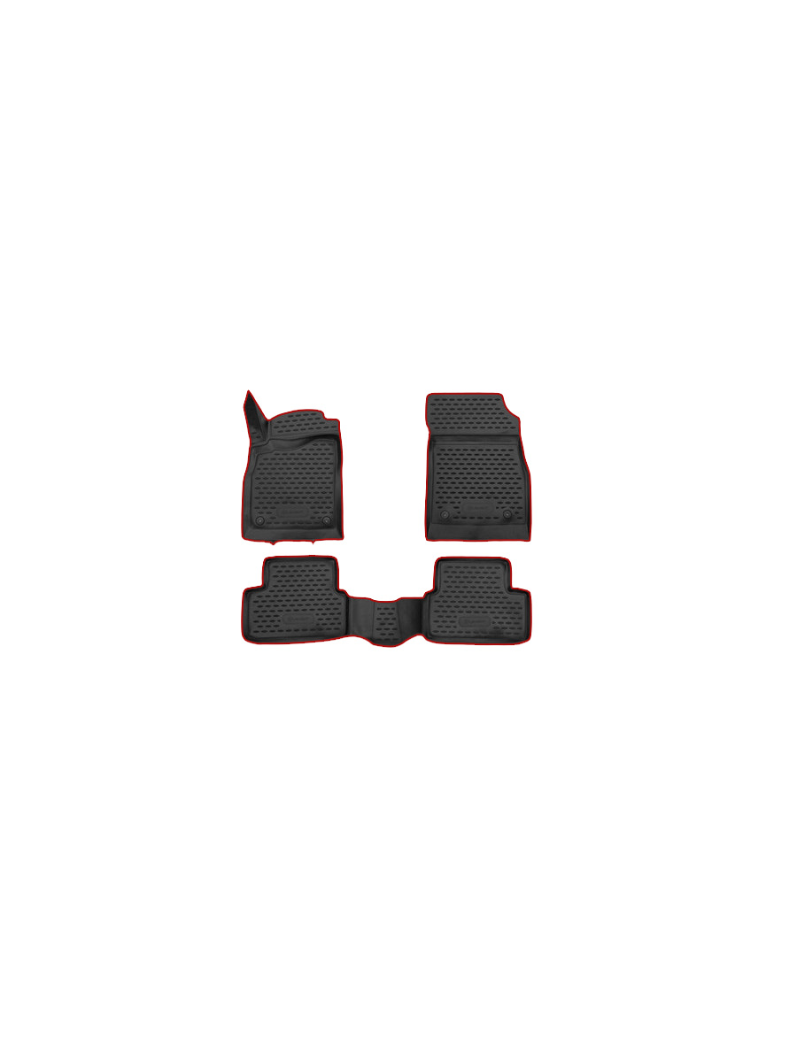 Коврики 3D в салон для CHEVROLET Cruze (I, Ir), 2009-2015, 4 шт. (красный кант, полиуретан) / Шевроле Круз