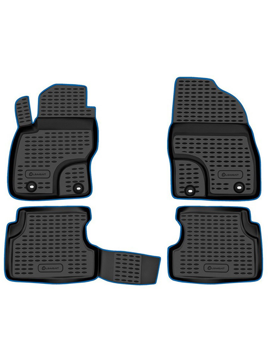Коврики в салон FORD Focus II 2004-2011, 4 шт. (синий кант, полиуретан) / Форд Фокус