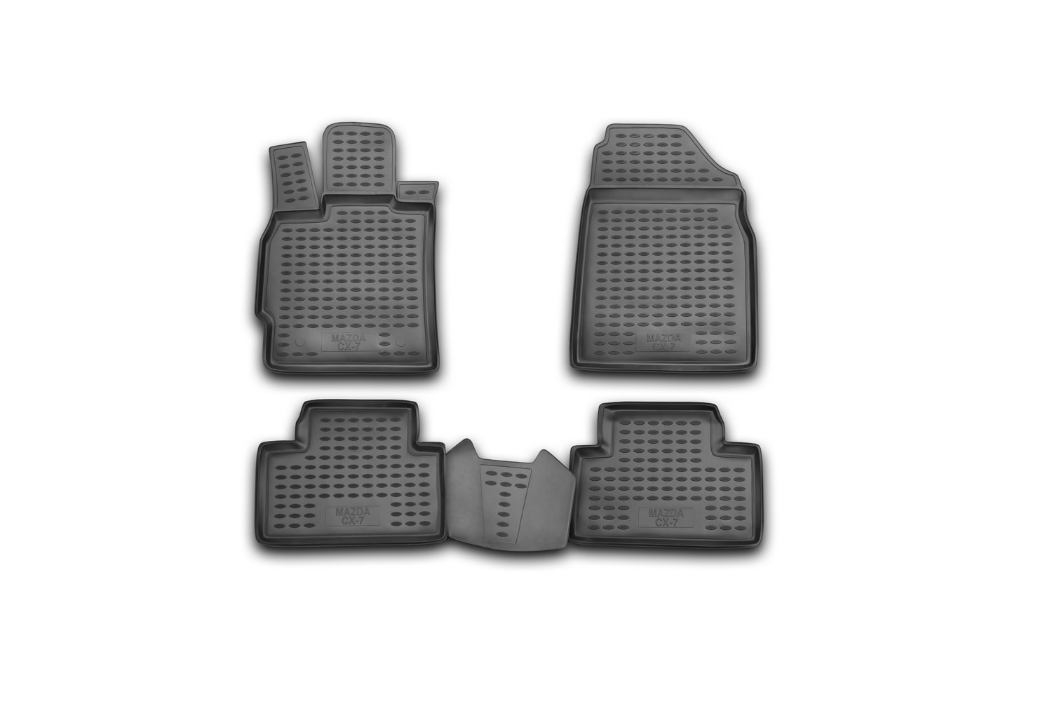 Коврики в салон для MAZDA CX-7 (I), 2007-2009, 4 шт. (полиуретан, серые) / Мазда СХ-7